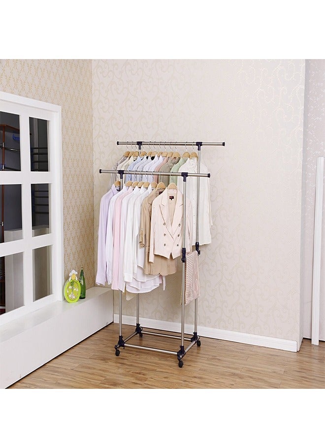 ATM Portable Stainless Steel Adjustable And Movable Double And Single Pole Clothes Rack Hanger For Indoor and Outdoor - Image 3