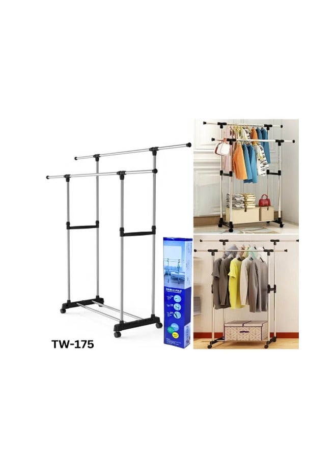ATM Portable Stainless Steel Adjustable And Movable Double And Single Pole Clothes Rack Hanger For Indoor and Outdoor - Image 4