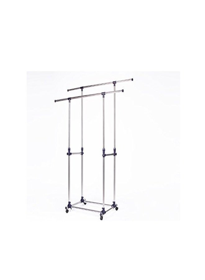 ATM Portable Stainless Steel Adjustable And Movable Double And Single Pole Clothes Rack Hanger For Indoor and Outdoor - Image 2