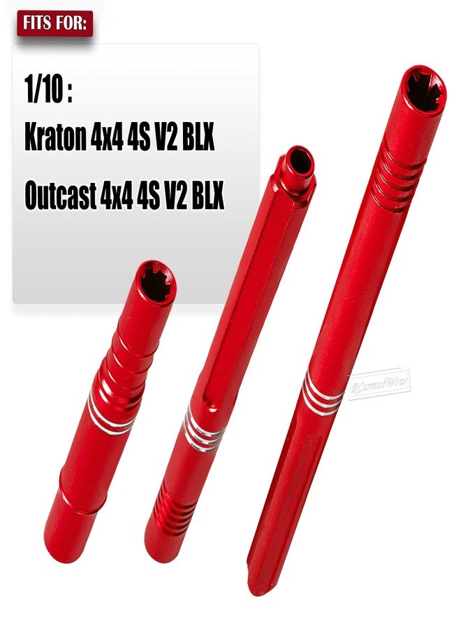 RcarmubWow RC Center Slider Driveshaft Upgrades Part for 1/10 Kraton 4x4 4S V2 BLX,Outcast 4x4 4S V2 BLX,Aluminum Center Slider CVD Hops Up,3Pcs,Red - Image 2