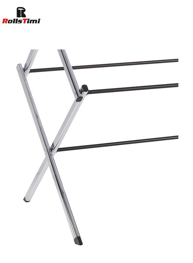 RollsTimi  Foldable Laundry Rack for Air Drying Clothing, 36.8x74.9x105.9cm(LxWxH), Chrome Silver - Image 2