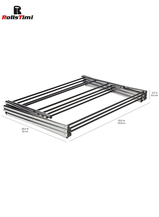 RollsTimi  Foldable Laundry Rack for Air Drying Clothing, 36.8x74.9x105.9cm(LxWxH), Chrome Silver - Image 3