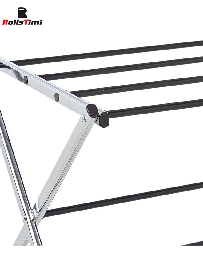 RollsTimi  Foldable Laundry Rack for Air Drying Clothing, 36.8x74.9x105.9cm(LxWxH), Chrome Silver - Image 5