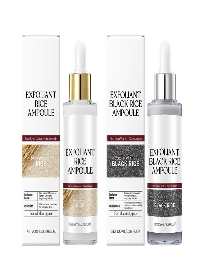 ZTSGU 2 Pcs Black and White Rice Exfoliant, Premium Rice Ampoule Exfoliating Solution Face and Body Peeling Moisturizing for All Skin.(Black and White Rice) - Image 1
