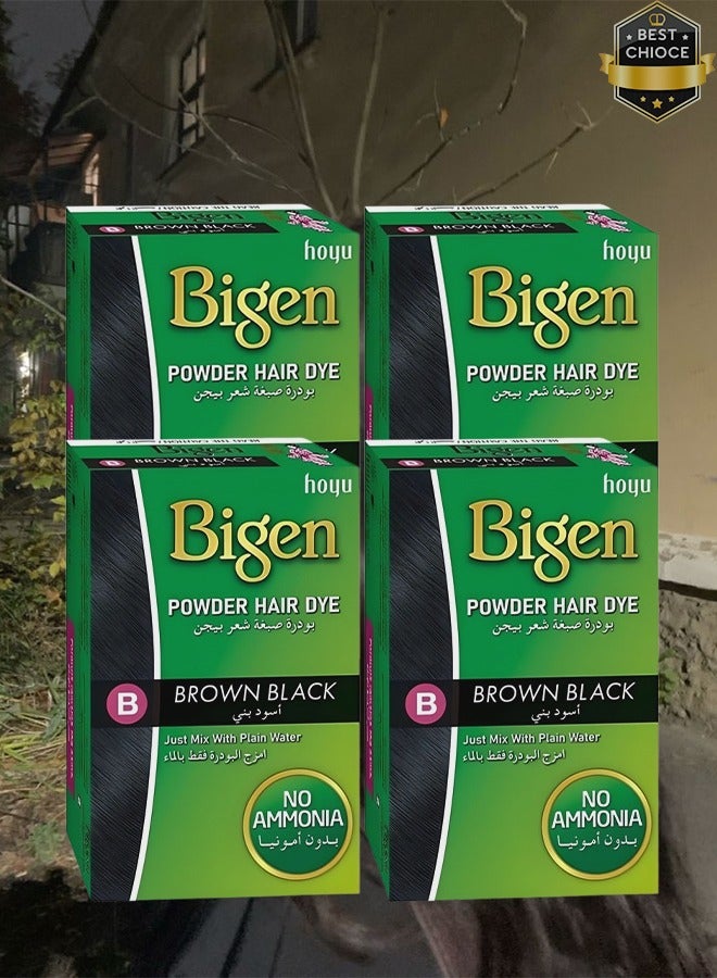 بايجن 4 قطع بودرة صبغ الشعر باللون البني والأسود مع الماء العادي بدون أمونيا 6 جرام - Image 1