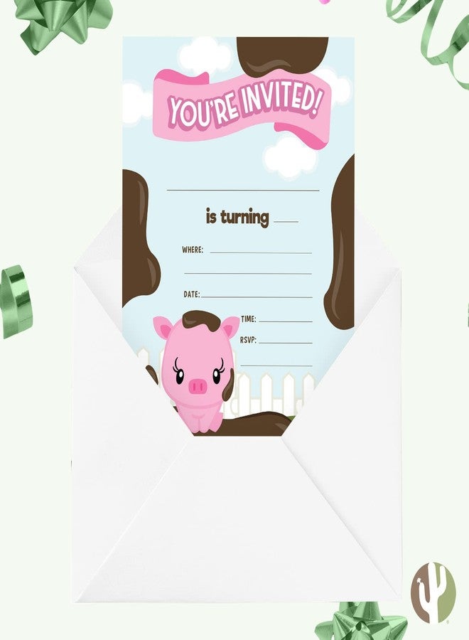 ديزرت كاكتوس بطاقات دعوة عيد ميلاد سعيد بتصميم خنازير الصبار الصحراوية، النمط 2 (25 بطاقة) مع أظرف، مناسبة لحفلات الأطفال من الجنسين (25 بطاقة). - Image 4