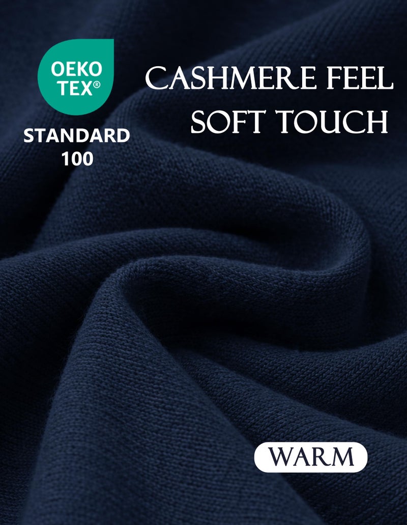 PULI Women's Elegant Shawl Wraps Soft Open Front Poncho Sweater for Spring Fall Winter Dark Slate Blue - Image 4