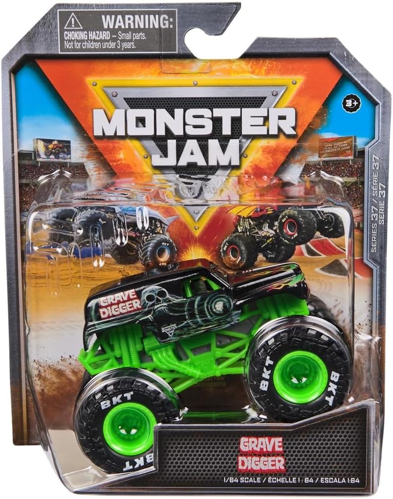 Monster Jam 1:64 Scale Grave Digger Die-Cast Monster Truck Toy Vehicle with Realistic Details & Graphics - Image 3