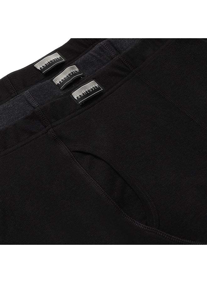 Van Heusen Van Heusen Men Boxer Briefs - 100% Combed Cotton - Pack of 3 - Anti Bacterial, Colour Fresh, Moisture Wicking_10031_Anthramel, Pureblack, Purebla_M  - Image 2