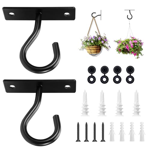 AnDock Ceiling Hooks for Hanging Plant, Hanger for Indoor and Outdoor Plant Pots Holder, Wall Hook for Planters, Flower Basket, Wind Chimes, Lanterns, Lights, Bird Feeders, Home Decor-2.5Inch 2Pack - Image 1