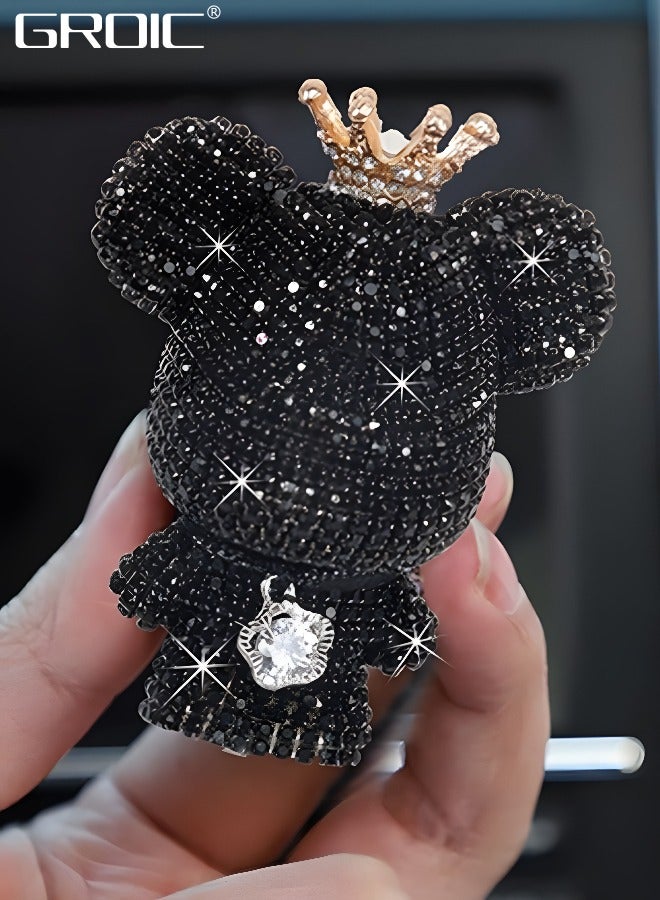 جرويك قطعتان من معطرات الهواء للسيارة على شكل دب لامع، مشبك فتحة تهوية للسيارة على شكل دب من الألماس، مشبك فتحة تهوية معطر هواء للسيارة على شكل دب من الكريستال اللامع، ديكور داخلي للسيارة من حجر الراين - Image 5