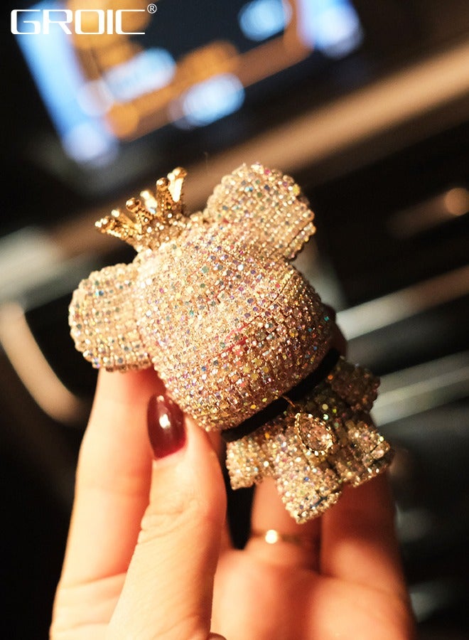 جرويك قطعتان من معطرات الهواء للسيارة على شكل دب لامع، مشبك فتحة تهوية للسيارة على شكل دب من الألماس، مشبك فتحة تهوية معطر هواء للسيارة على شكل دب من الكريستال اللامع، ديكور داخلي للسيارة من حجر الراين - Image 3