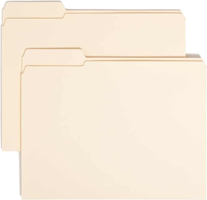 Smead Reinforced File Folders with 1/3-Cut Tab, Left Position, Letter Size, Manila - 100 Count - Image 1