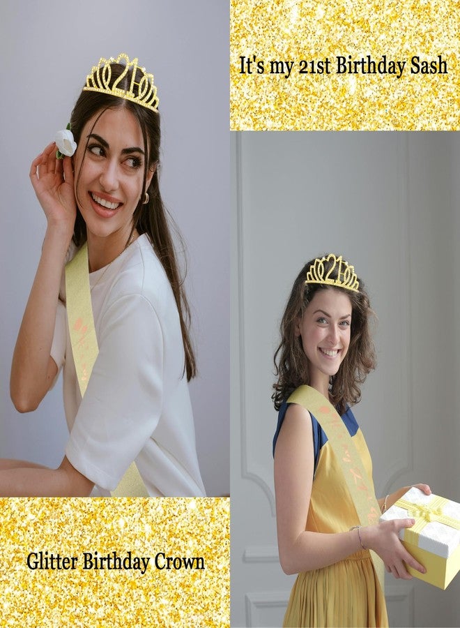 كوراسا وشاح وتاج عيد ميلاد كوراسا للنساء، وشاح عيد ميلاد ذهبي، تاج عيد ميلاد ذهبي مرصع بأحجار الراين، تاج عيد ميلاد ذهبي، إنه عيد ميلادي الحادي والعشرين، زينة عيد ميلاد، هدايا للحفلات - Image 2