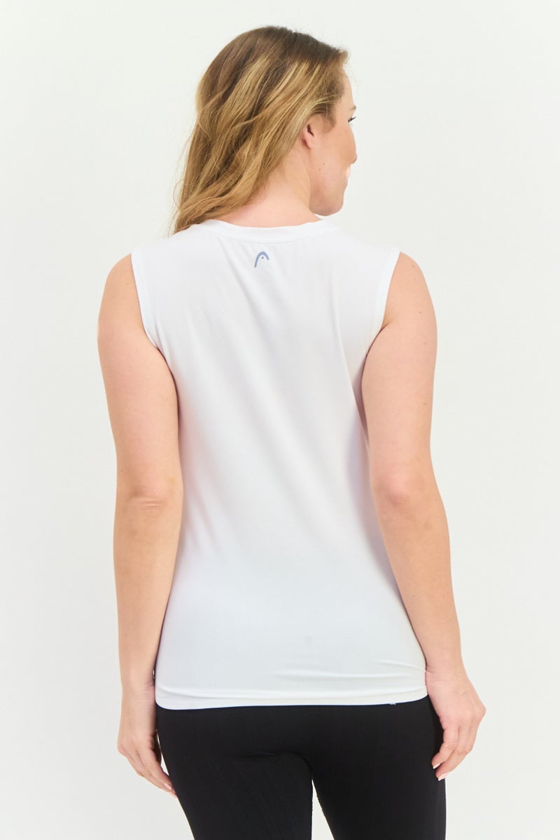 HEAD Women Sportswear Fit Sleeveless Training Top, White  - Image 3
