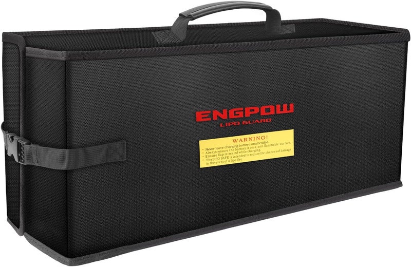 ENGPOW Ebike Battery Bag, Battery Bag, Fireproof up to 2000°F Battery Bag, Organiser, 45 x 15 x 20 cm, Shockproof Safety Bag, Storage, Transport, E-Bike, Battery Protective Case with Velcro Fastening, Buckle Flexible trendy construction - Image 1