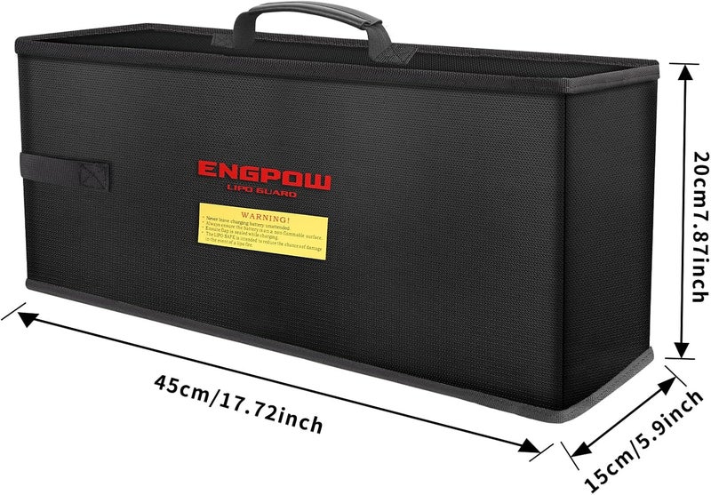 ENGPOW Ebike Battery Bag, Battery Bag, Fireproof up to 2000°F Battery Bag, Organiser, 45 x 15 x 20 cm, Shockproof Safety Bag, Storage, Transport, E-Bike, Battery Protective Case with Velcro Fastening, Buckle Flexible trendy construction - Image 2