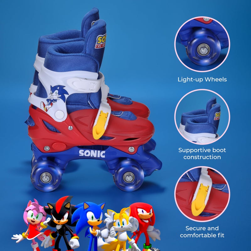 VOYAGER Sonic 2in1 Kids Roller Skates, Transform from Quads to Inlines Skates, Durable Hardshell Boot, LED Wheels for Quads and Inlines, ABEC-7 Carbon Steel Bearings (Size 12-2) - Image 2
