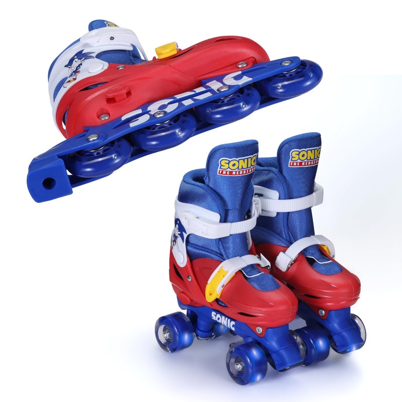 VOYAGER Sonic 2in1 Kids Roller Skates, Transform from Quads to Inlines Skates, Durable Hardshell Boot, LED Wheels for Quads and Inlines, ABEC-7 Carbon Steel Bearings (Size 12-2) - Image 1