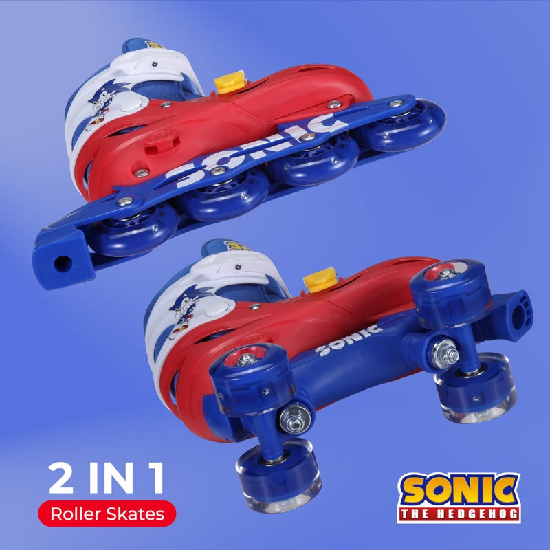 VOYAGER Sonic 2in1 Kids Roller Skates, Transform from Quads to Inlines Skates, Durable Hardshell Boot, LED Wheels for Quads and Inlines, ABEC-7 Carbon Steel Bearings (Size 12-2) - Image 4