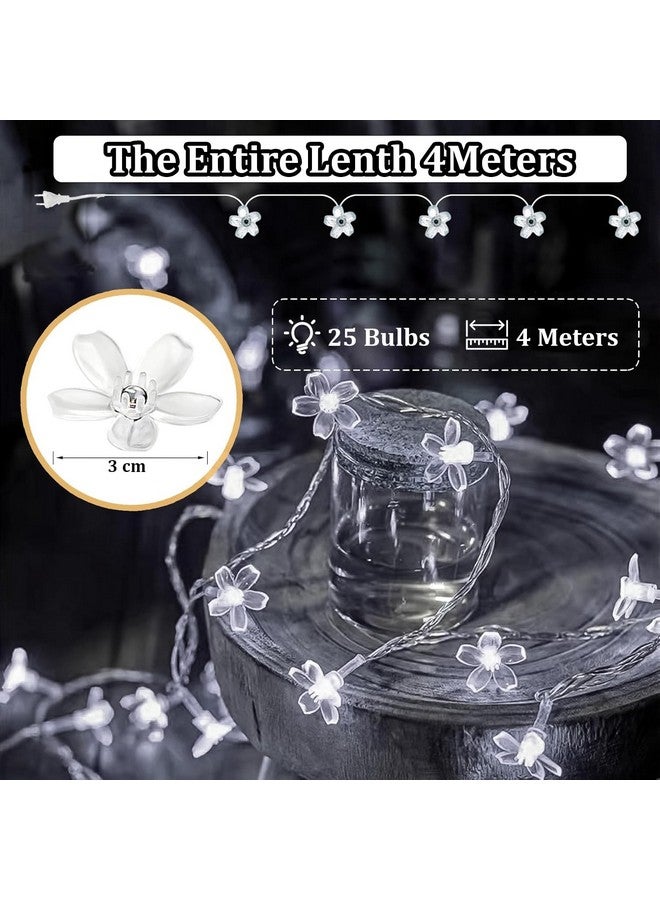 fizzytech فزيتيك 25 لمبة 4 متر أضواء سلسلة زهور مزهرة لتزيين المنزل ضوء ديوالي للحفلات أعياد الميلاد ديوالي عيد الميلاد (أبيض)(بلاستيك) - Image 2