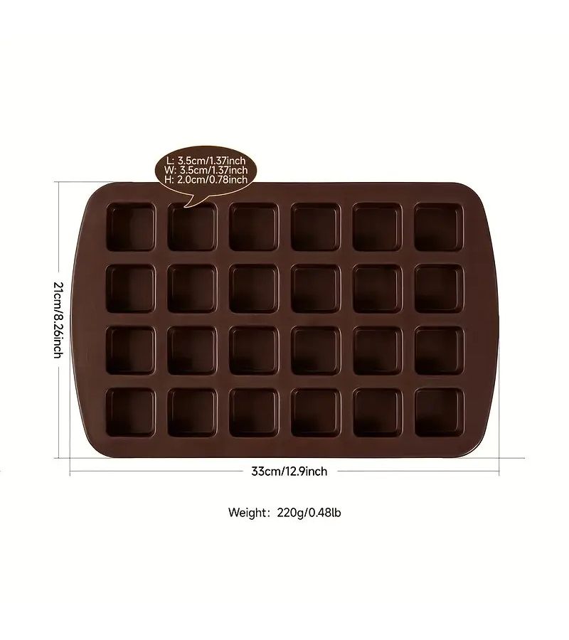 Dark Brown 1pc Mini Silicone Brownie Pan Square Baking Mold For Cakes Chocolates Confectionery Diy Baking And Jelly Making Tool Kitchen Essentials Back To School Season Wedding Season Halloween Party - Image 2