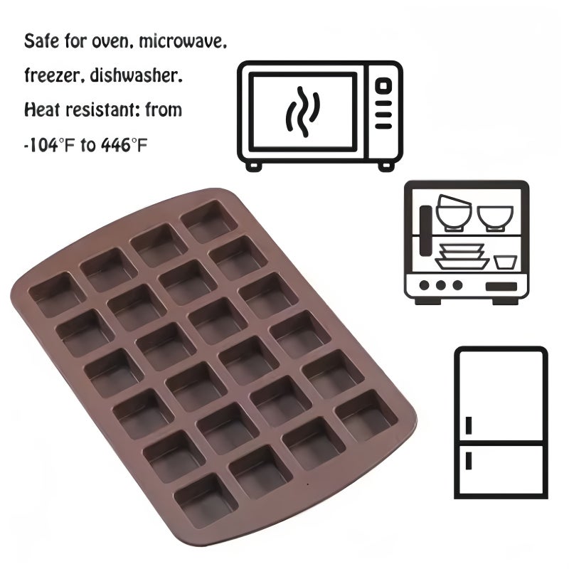 Dark Brown 1pc Mini Silicone Brownie Pan Square Baking Mold For Cakes Chocolates Confectionery Diy Baking And Jelly Making Tool Kitchen Essentials Back To School Season Wedding Season Halloween Party - Image 5