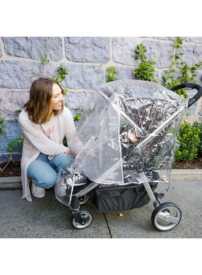 J.L. Childress Disney Baby by J.L. Childress Universal Stroller Rain Cover - Disney Stroller Accessory - Disney World Travel Essential - Mickey Mouse Pattern - Storage Pocket - Clear/Silver - Image 5