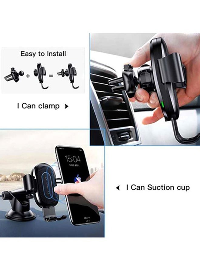 MUNTAQI 10W Qi Quick Wireless Charging Charger Car Mount Mobile Phone Holder Black - Image 4