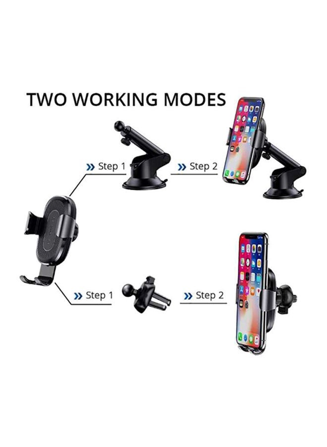 MUNTAQI 10W Qi Quick Wireless Charging Charger Car Mount Mobile Phone Holder Black - Image 2