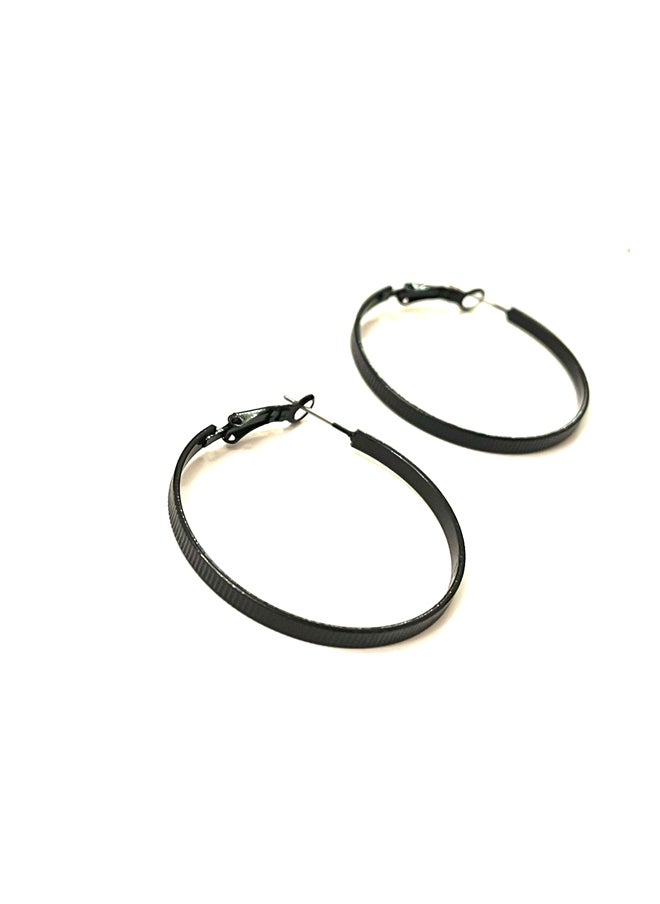 Trio Earrings - Basic Black hoops - Image 1