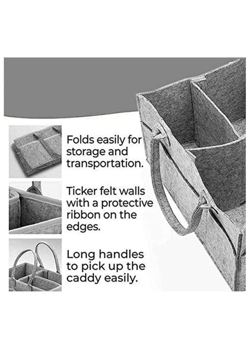 SYOSI - Diaper Caddy Organiser Portable Felt Diaper Nappy Toys Storage Bag Nursery Nappy Changing Organiser for Mom Newborn Kids Baby Diaper Caddy Baby Wipes Bag - Image 1