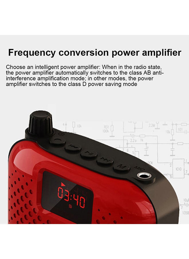 NIBEMINENT - K500 Voice Amplifier Loudspeaker Wired Microphone Belt Bluetooth Audio Speaker XDY37390 Red - Image 1