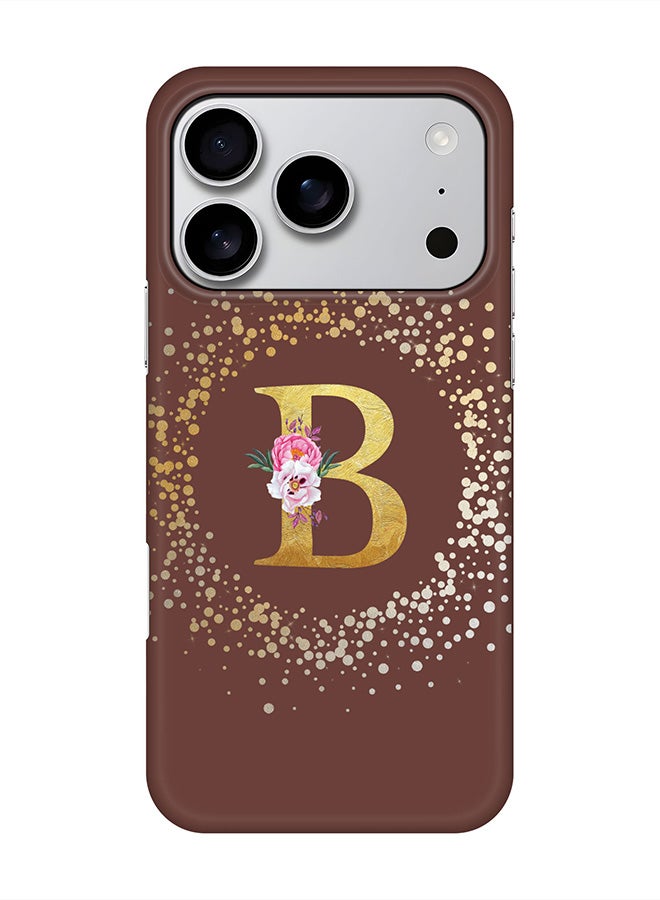 Stylizedd For iPhone 17 Pro,Case, [Compatible with MagSafe] Magnetic cover Slim fit Protection Matte, - Custom Monogram Floral - B  (Brown )