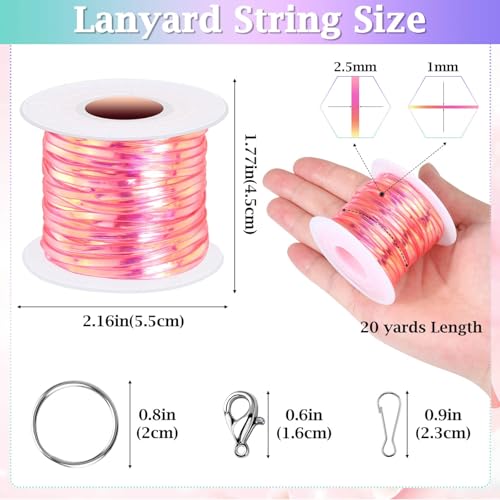 Cridoz Boondoggle Lanyard String Kit with 20 Rolls Plastic Lacing Cord and 50Pcs Keychain Lanyard Accessories, Gimp String Weaving Kit for Keychain Crafts, Bracelet and Lanyards - Image 4