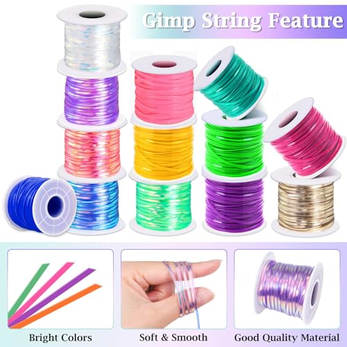 Cridoz Boondoggle Lanyard String Kit with 20 Rolls Plastic Lacing Cord and 50Pcs Keychain Lanyard Accessories, Gimp String Weaving Kit for Keychain Crafts, Bracelet and Lanyards - Image 5