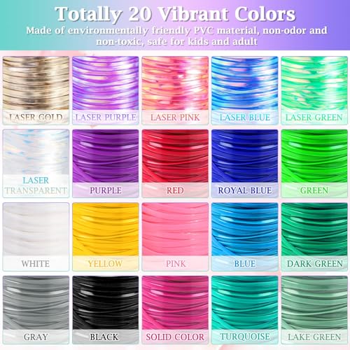 Cridoz Boondoggle Lanyard String Kit with 20 Rolls Plastic Lacing Cord and 50Pcs Keychain Lanyard Accessories, Gimp String Weaving Kit for Keychain Crafts, Bracelet and Lanyards - Image 3