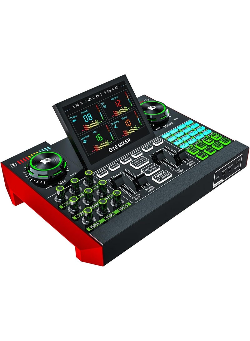 G10 Gaming Audio Mixer，Podcast Equipment Live Sound Card for Streaming，Audio Interface DJ Mixer Sound Card/Board Condenser Microphone for Tiktok Gaming Video Content Creator Kit - Image 1