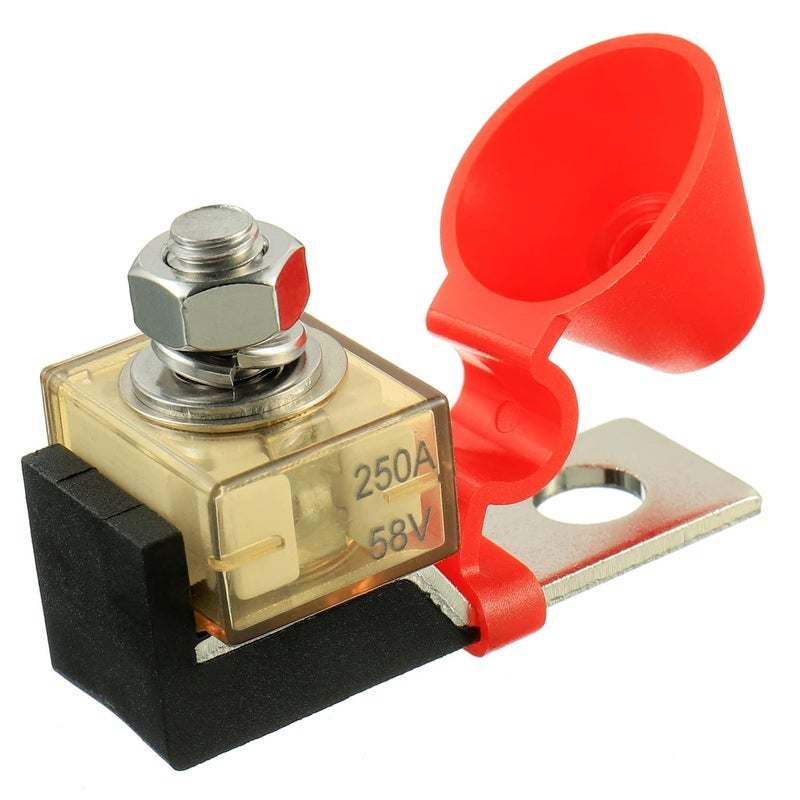 HUAREW 250 AMP MRBF Terminal Block Fuse Holder Single Stud 516 M8 Compact Rated Battery Fuse 250A