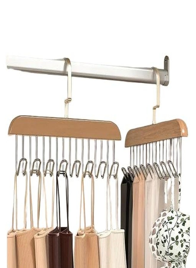 RADHEHUL (Pack of 2) Wooden Hanger for Clothes Hanging Rack, Multi Hook Wardrobe Accessories Lingerie, Belts, Scarfs Topss, Bras and Ties Organizer Space Saving Storage Hanger for Wardrobe and - Image 1