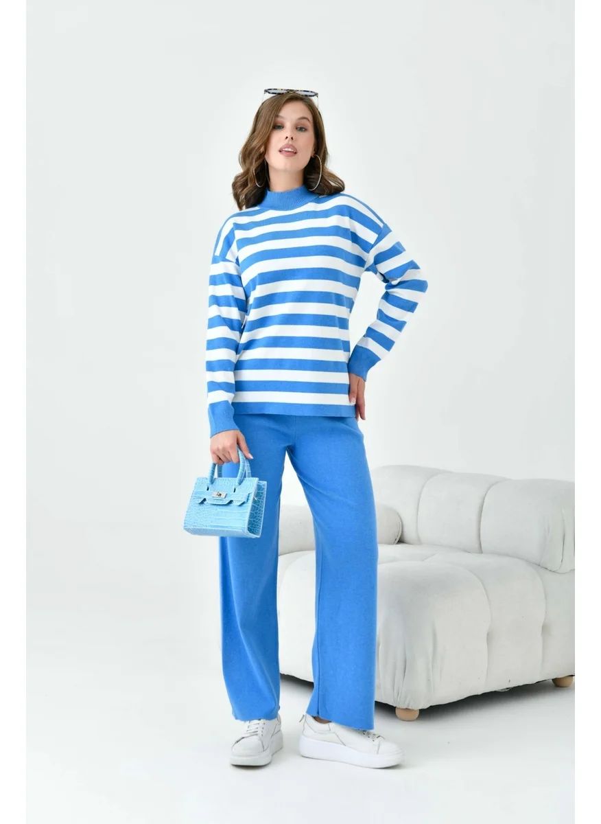 جارمي Women's Striped Two Piece Set Blue