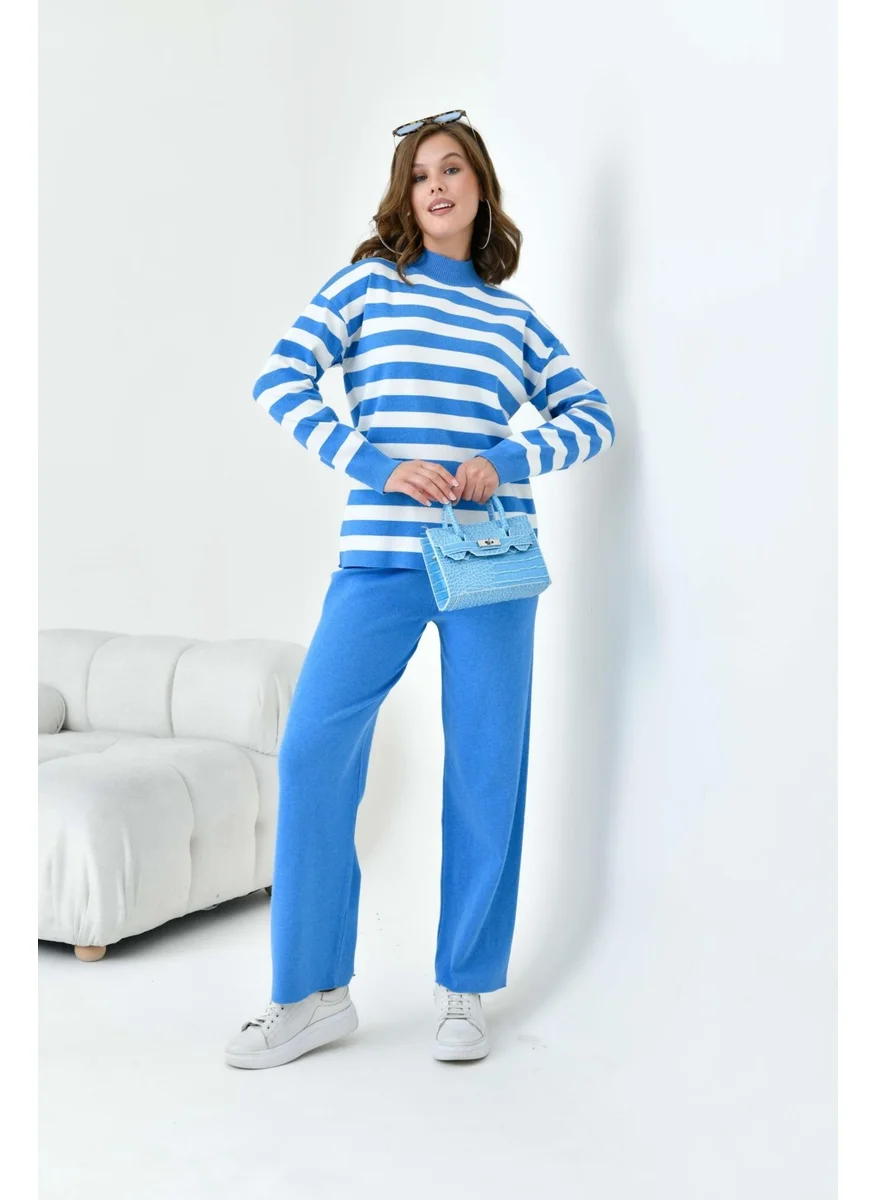 جارمي Women's Striped Two Piece Set Blue