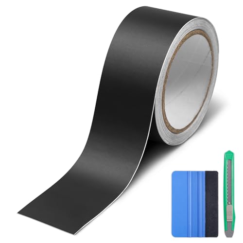 Lypumso Matte Black Vinyl Wrap Tape Roll 2 Inch x 30ft SelfAdhesive Black Out Chrome Delete Tape with Tool Kit Air Release Adhesive Detailing Wrap DIY Car Door Sill Window Trim Edge Guard Protective - Image 1