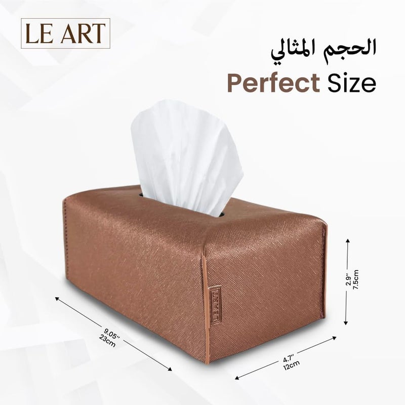 لي آرت غطاء علبة المناديل الجلدي من LEART – ديكورات المنزل لغرفة المعيشة وغرفة النوم والمكتب | حامل المناديل للسيارة | حامل المناديل | حامل علبة المناديل للسيارة | غطاء علبة المناديل للسيارة (حديد معدني) - Image 5
