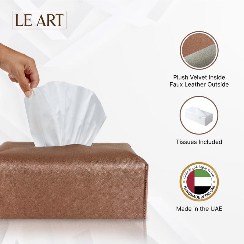 لي آرت غطاء علبة المناديل الجلدي من LEART – ديكورات المنزل لغرفة المعيشة وغرفة النوم والمكتب | حامل المناديل للسيارة | حامل المناديل | حامل علبة المناديل للسيارة | غطاء علبة المناديل للسيارة (حديد معدني) - Image 2