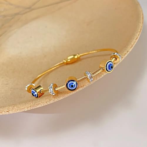 MEENAZ evil eye bracelet for woman Evil Eye Bangles for women Anti Tarnish Stylish Stainless Steel gold Bracelet for girls Hand Kada for Women Magnet lock Aesthetic Accessories Jewellery friendship crystal -625 - Image 2