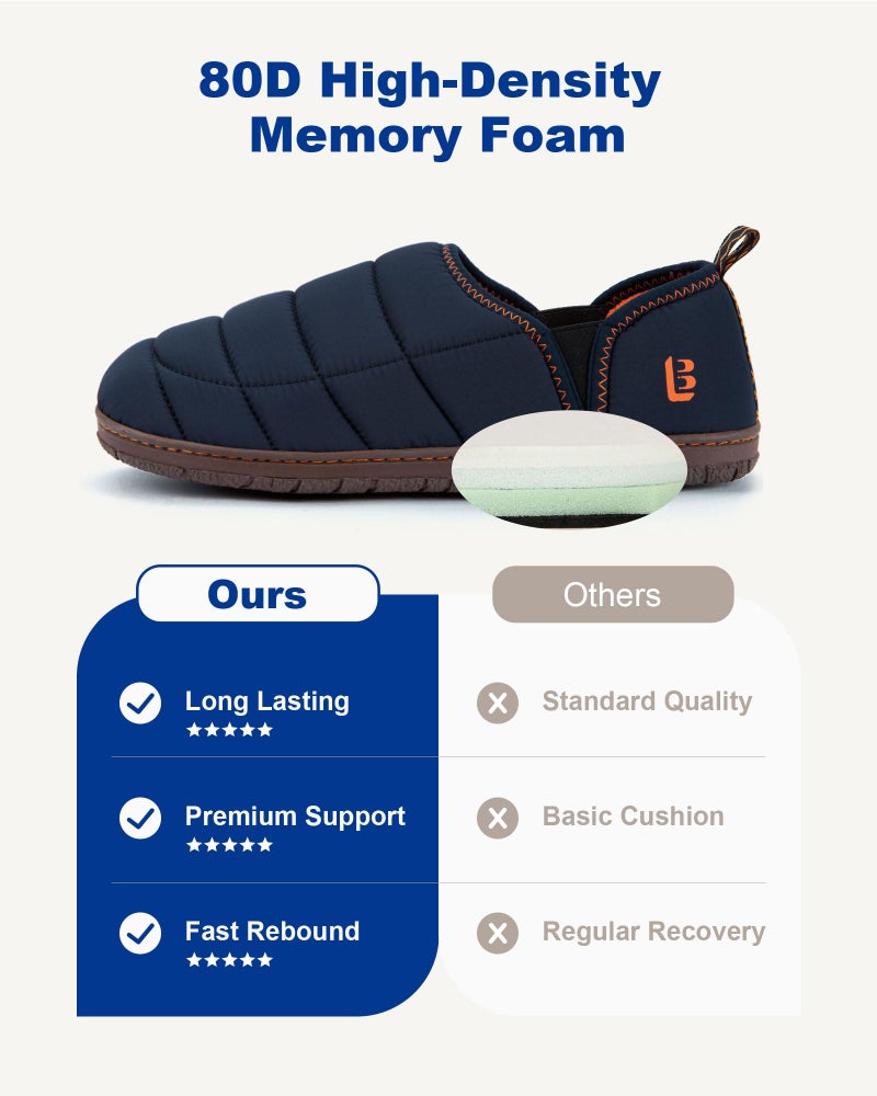 LongBay Men's Outdoor Slippers Two Tone Warm Memory Foam Slip On Indoor House Shoes bedroom Loafers Navy Blue, 11 - Image 5
