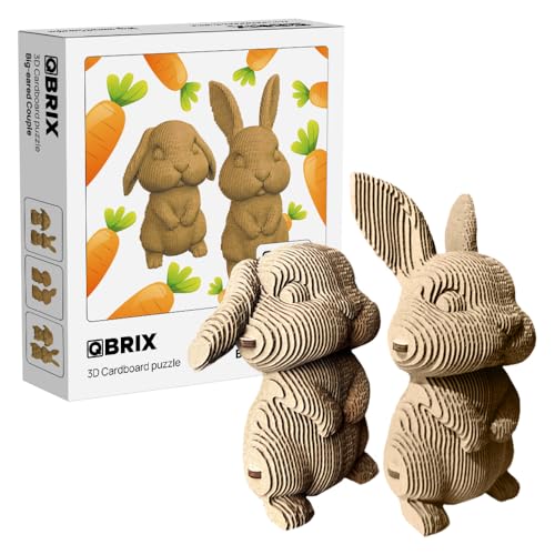 QBRIX BigEared Couple 3D Puzzles for Adults 3D Model Kit for Teens DIY Crafts for Home Decor Original Gift for BoysGirls Handmade Bunny Toy 14 Craft Kit - Image 1
