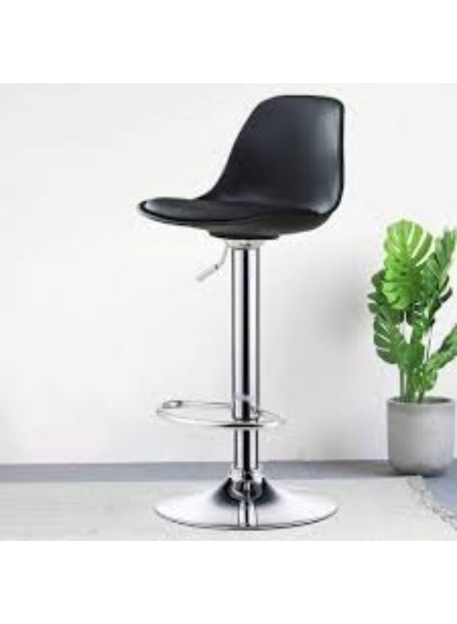 Comfortable bar stool MH-217 with Faux Leather and Metal Base Adjustable Bar Chair For kitchen & Bar Counter or cafes, 360 Degree Rotating Seat Black - Image 3