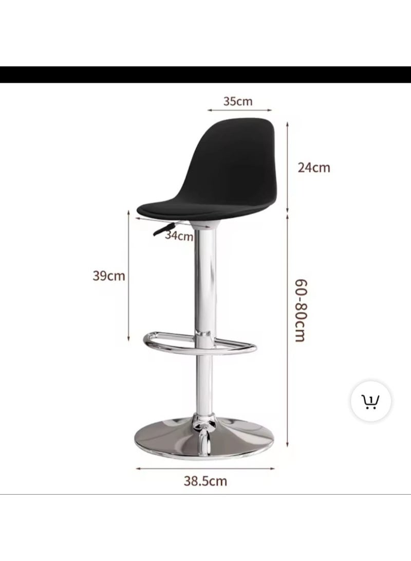 Comfortable bar stool MH-217 with Faux Leather and Metal Base Adjustable Bar Chair For kitchen & Bar Counter or cafes, 360 Degree Rotating Seat Black - Image 1